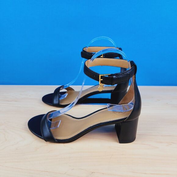 Tory Burch‎ Cecile Womens Size 6.5 Block Heels Black Leather Slingback Sandals - Picture 1 of 9